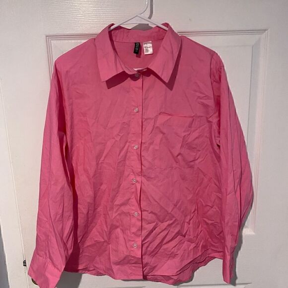 Pink boyfriend style blouse h&m NEW - Picture 1 of 4